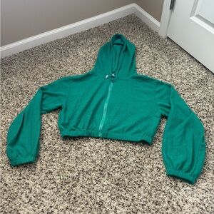 Cropped zip-up hoodie